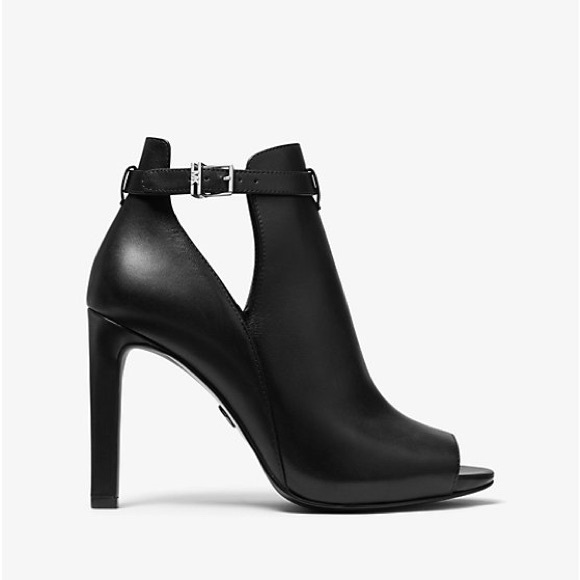NEW Michael Kors Lawson Open Toe Heeled Leather Bootie - Picture 3 of 4